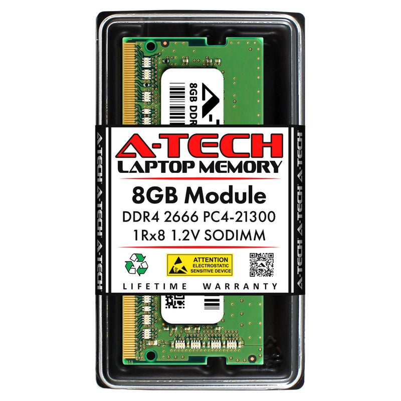 A-Tech 8GB RAM Replacement for Dell SNPHYXPXC/8G, A9206671, HYXPX, 0HYXPX | DDR4 2666MHz PC4-21300 1Rx8 Non-ECC SODIMM Laptop & All-in-One Single Memory Module - Image 1